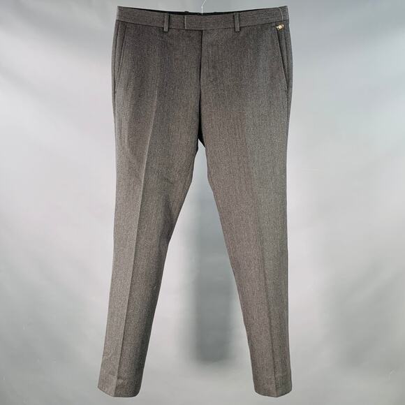 GUCCI Size 34 Grey Twill Wool Tapered Button Fly Dress Pants - Picture 1 of 8